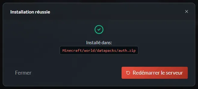 Minecraft Auth Datapack installé.webp