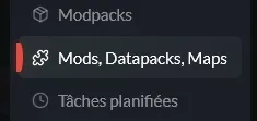 Onglet Mods Datapacks Maps