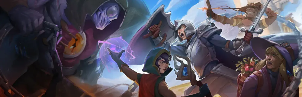 Everlast: Undying Tale – héros face à une immense créature encapuchonnée